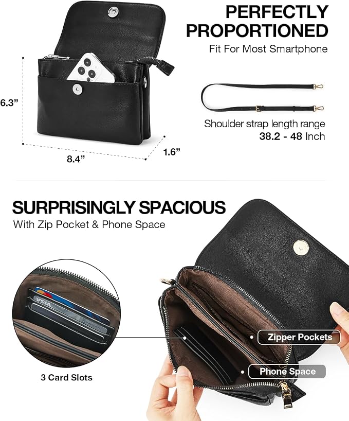 CHOLISS Small Crossbody Bags for Women, Vegan Leather Cell Phone Purse, Mini Travel Purse with Adjustable Strap Womens Gifts
