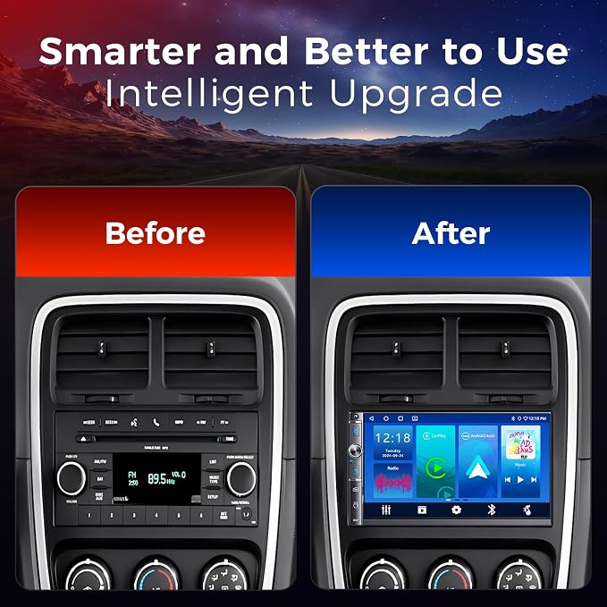Double Din Car Stereo with 7" HD Touchscreen, Wireless Apple Carplay & Android Auto, Bluetooth, 240W, SWC, Subwoofer Output, Mirror Link, FM/AM Car Radio Receiver, Backup Camera