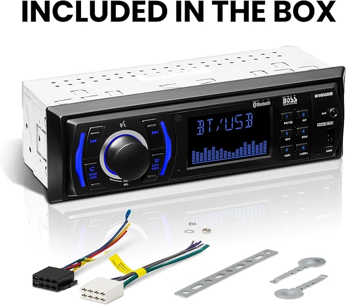 BOSS Audio Systems 616UAB Car Stereo With Bluetooth - Single DIN, MP3, USB, Aux-in, AM/FM, No CD DVD Player
