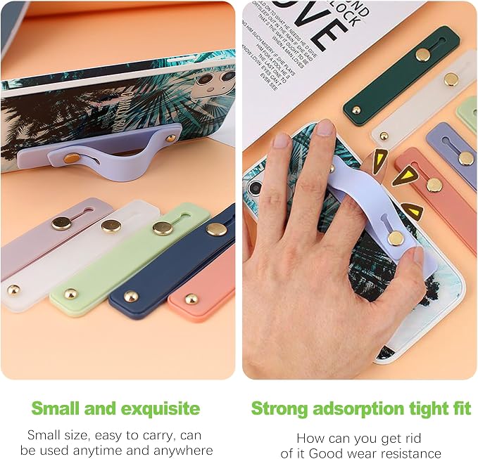 12-Piece Universal Phone Loop Finger Strap Holder, Portable Silicone Grip Strap for Phone Cases, Telescopic Finger Loop (Assorted Colors)