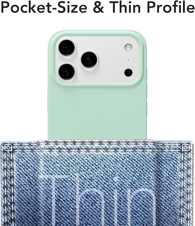 for iPhone 17 Pro Case Silicone Compatible with Magsafe Case, Ultra Slim Thin Magnetic Phone Cases Mag Safe, Cute Soft Rubber Gel TPU Matte Plain Wireless Charging Cover for Women, Mint Green