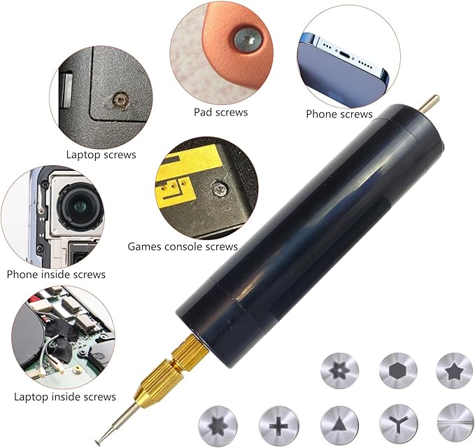 Damaged Screw Removal for Cell Phone, Broken Screw Extractor Kit for iphone, iphone Repair Tool, Electric Screw Cutter for Small Screw,4 size Heads, USB 5V Power Supply, Screw Extractor for Laptop/Pad