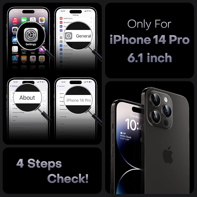 TOCOL Magnetic for iPhone 14 Pro Case, Compatible with Magsafe, Upgraded Full Camera Protection, Drop Protection, Translucent Matte Back Bumper Phone Cover 6.1-Inch (Black)