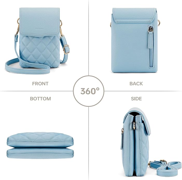 RFID Small Crossbody Purses for Women Quilted Cell Phone Purse with RFID Blocking Credit Card Slots