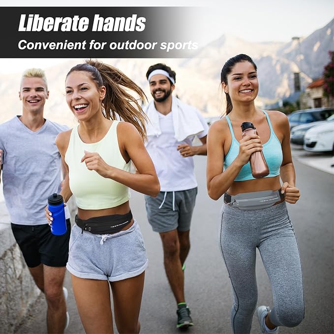 2 PCS Slim Running Belt Fanny Pack Running Phone Holder Runners Pouch Waist Pack for Workout Money Belt Running Gift Gear Accessories for Women Men Walking Hiking Cycling