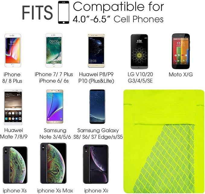 Cell Phone Armband for Running, Universal Sports Armband for iPhone X 8/7/6/6S Plus, Samsung Galaxy S9/S8/S7/S6 Phone Arm Holder with Keys Pocket for Gym Workouts Exercise or Running, Green,L