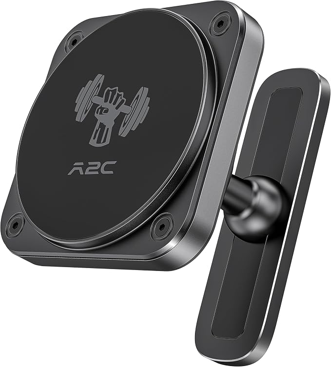 A2C Magnetic Phone Holder for Gym, Aluminum Alloy Base Attach to Metal & Non-Metal Surfaces, Gym Phone Mount for MagSafe iPhone 12-17 Series, Ideal Gym Essentials for Workouts Recording
