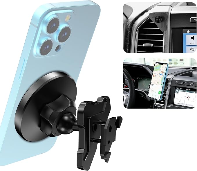 CNC Vent Phone Holder, Magnetic Car Air Vent Phone Holder Cradles Mount Compatible with F150 2015-2020 & Super Duty F250 F350 F450 2017-2021 Universal Bracket Stand for iPhone & Android