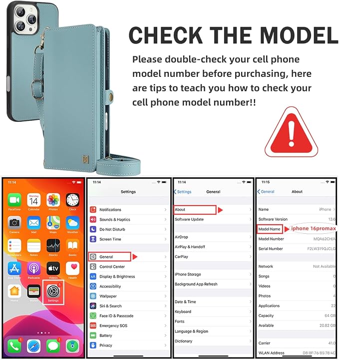 for Wallet Case Compatible with iPhone 16 Pro Max,Multi-Function Detachable 2 in 1 Magnetic iPhone 16 Pro Max Case Wallet,Flip Strap Zipper Card Holder Phone Case with Shoulder Straps (Blue)