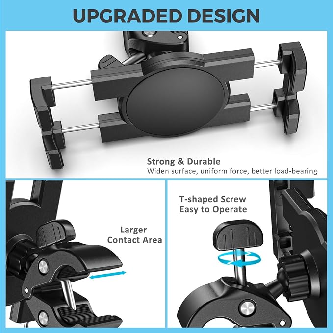 KDD Spin Bike Tablet Holder Mount, Phone iPad Holder Stand Exercise Bike Handlebar Mount for Stationary Bicycle, Treadmill, Microphone Stand, Fit for iPad Pro 12.9, Galaxy Tabs, iPhone(4.7-13”)