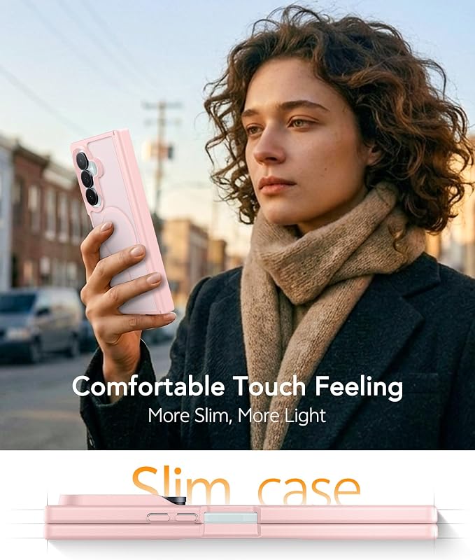 FNTCASE for Samsung Galaxy Z Fold 8 Ultra / Z Fold 7 Case, Fit for Magsafe | Hinge Protection, Screen Protector, Translucent Matte, 14FT Military Grade Drop Proof, Protective Phone Cover, Light Pink