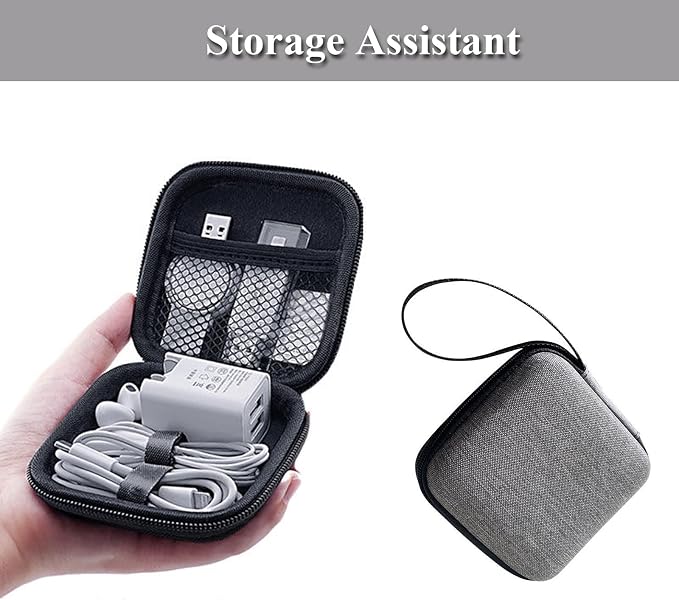 Charger Case,Mini Cable Organizer Cases,Pouch Case Bag | Small Charger Organizer,Waterproof Travel Storage Carrying Bag for USB Drives,Power Adapter,Cords etc,Square,Gray
