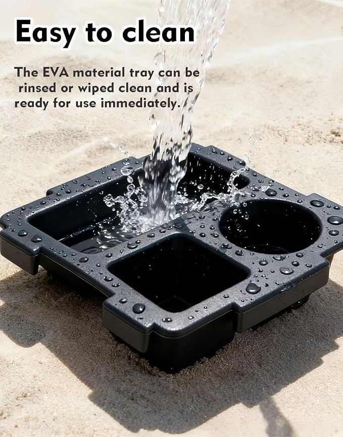 Top Cup Phone Holder Tray Storage Lid for Stanley Compatible with Bogg Bag XL Cover, Cup Organizer Holder Waterproof Silicone Multifunctional Storage Box for Outdoor Beath Camping Travel (Black, L)