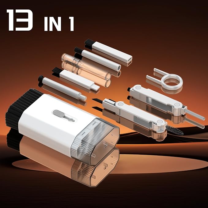 Keyboard Cleaning Kit-13-in-1 Multifunctional Cleaner Kit-Laptop Cleaner Compatible with iPad iPhone Pro Earbuds Airpod MacBook-Electronics Cleaning Brush Tool for Charging Port,Computer Screen