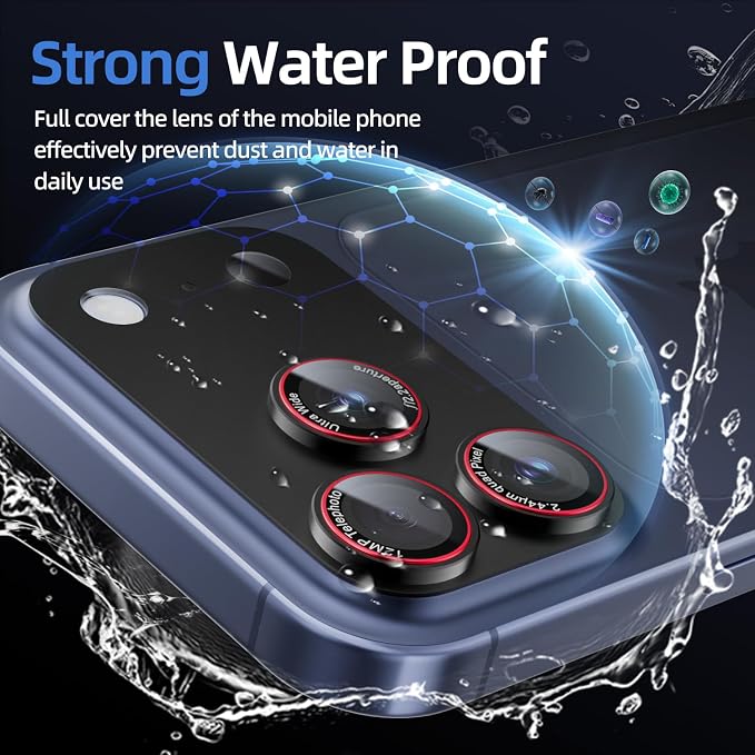 9H High-alumina Tempered Glass Camera Lens Protector for iPhone 17 Pro Max Lens , Military-Grade Shatterproof with Strong Adsorption, Full Coverage Case-Friendly Cover (Black, iPhone 17 Pro Max - 2 Pack)