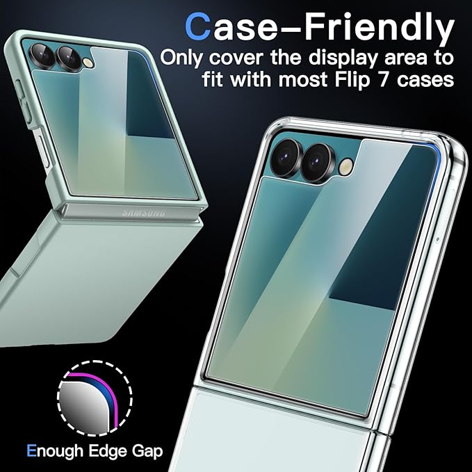 JETech Front Screen Protector for Samsung Galaxy Z Flip 7, 3-Pack | Tempered Glass, Easy Installation Tool, HD Clear, Case-Friendly