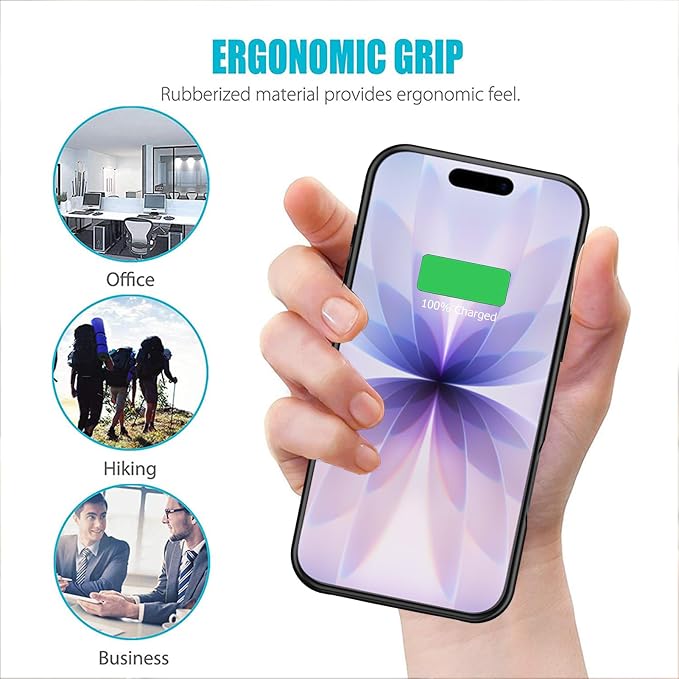 Battery Case for iPhone 17,Full Encircle 10000mAh High Capacity Rechargeable Portable Charger Case Extended Battery Pack Compatible with iPhone 17 (6.3 inch) Wireless Charging Cover with Carplay-Black