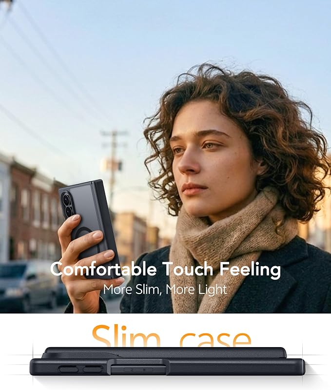 FNTCASE for Samsung Galaxy Z Fold 8 Case, Fit for Magsafe, Hinge Protection | Screen Protector, Translucent Matte Magnetic Back, 18FT Military Grade Drop Proof, Protective Phone Cover, Black