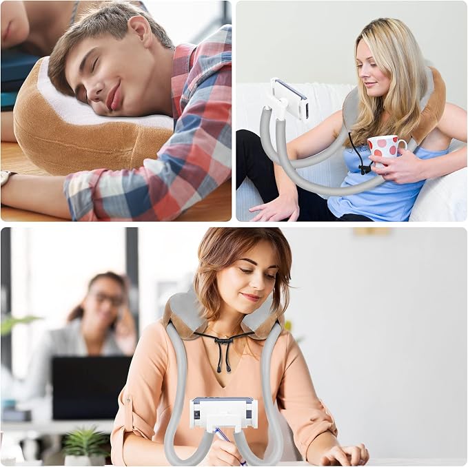 MoKo Neck Phone Holder, Lazy Gooseneck Phone Pillow Holder Bracket, 360° Rotate Phone Tablet Stand for 4"-11" Device, fits iPhone 17/17 Air/17 Pro/17 Pro Max, iPhone 16/Pro/Pro Max/Plus, iPhone 15/Pro