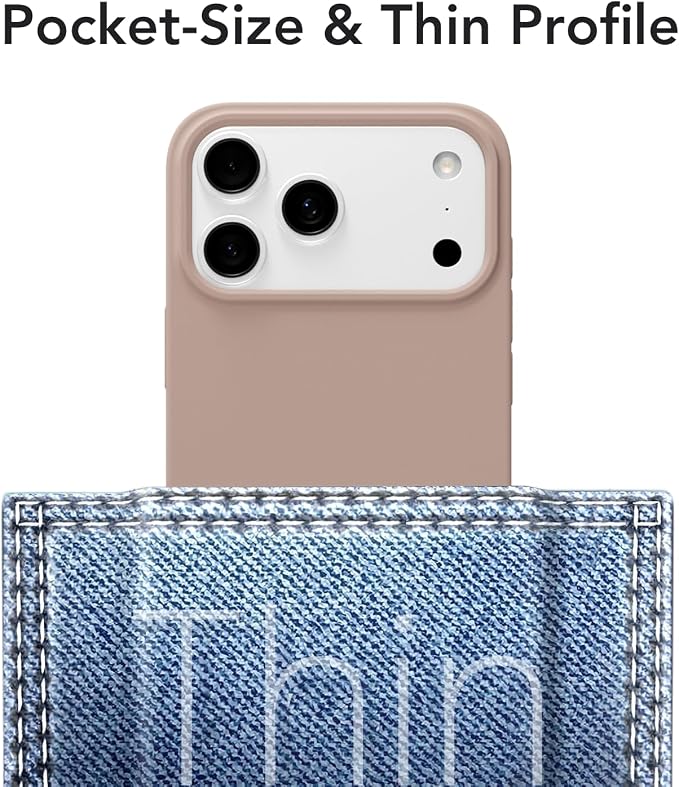 for iPhone 17 Pro Case Silicone Compatible with Magsafe Case, Ultra Slim Thin Magnetic Phone Cases Mag Safe, Cute Soft Rubber Gel TPU Matte Plain Wireless Charging Cover for Women, Brown