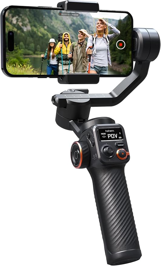 hohem iSteady M6 Gimbal Stabilizer for Smartphone, 2023 Upgrade 3-Axis Phone Gimbal for iPhone 14 Pro Max & Android, 360°Infinite Rotation, OLED Display for Video Recording