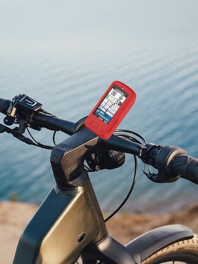 Silicone Protective Case for Wahoo ELEMNT Bolt V3 Cycling Computer, Full-Body Protective Cover with Precise Cutout, Shockproof Dustproof Protector Sleeve & Scratch-Resistant Sleeve (Red)
