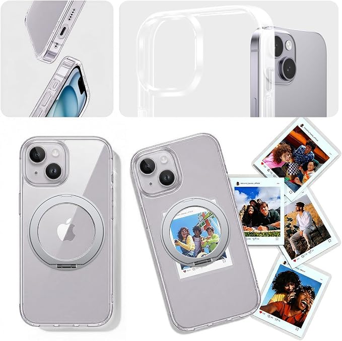 3 in 1 for iPhone 14 Case Stand |Build in Kickstand,Screen Protector *1 & Camera Lens Protector*1, Not Yellowing, Fits MagSafe, Military-Grade Protection