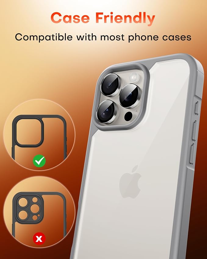 TOCOL for iPhone 16 Pro Max Camera Lens Protector/iPhone 16 Pro Camera Lens Protector Tempered Glass HD Individual Scratch Resistant Cover Accessories Case Friendly 2 Pack(Gray)