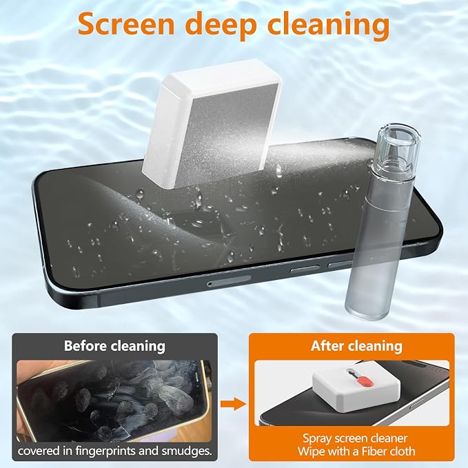 Cell Phone Cleaning Kit, iPhone Cleaning Kit for Charging Port Cleaner Keyboard Cleaning Kit for Airpods/Android/USB C/Earbuds/Laptop/iPad/Camera Lens with Stylus Pen (White (with Putty and Cloth))
