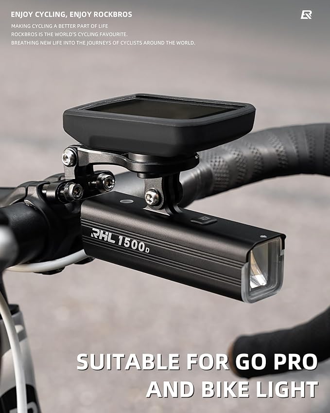 ROCKBROS Out-Front Bike Computer Mount - Aluminum Mini Mount Compatible with Garmin, Bryton, GoPro