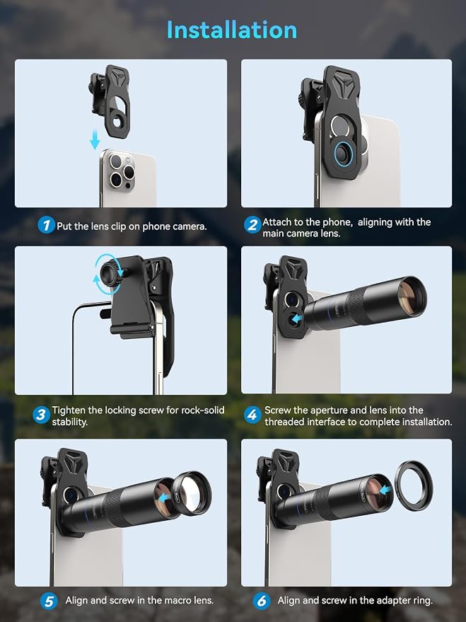 MIAO LAB 10X Telephoto Lens & 200mm Macro Lens, 2-in-1 Aluminum Phone Camera Lens Kit with Universal Clip. Phone Lens Attachment Fit for iPhone 16/15/14/13, Samsung, Android Phone and Most Smartphone