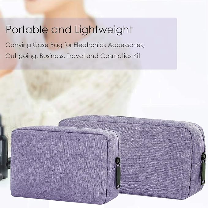 CAAORDKSO Electronic Organizer Travel Case, Electronic Accessories Storage Bag, Portable Waterproof Cable Organizer Bag for Laptop Charger Mouse, USB, Cord, Power Bank, Earphone, Pen(Small+Big,Purple)