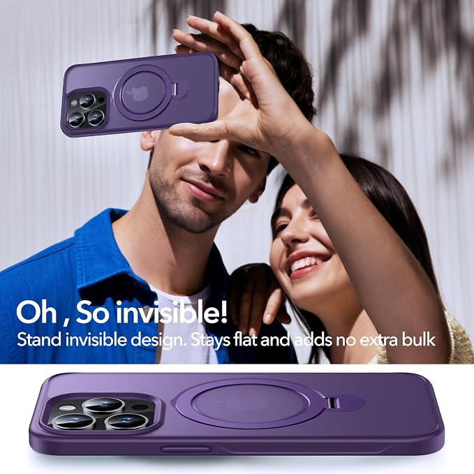Anqrp 360° All-in-ONE Stand Case for iPhone 13 Pro Case with Rotatable Magnetic Kickstand Ring Holder, Compatible with MagSafe, MIL-Grade Shockproof iPhone 13 Pro Phone Case Cover 6.1 inch, Purple