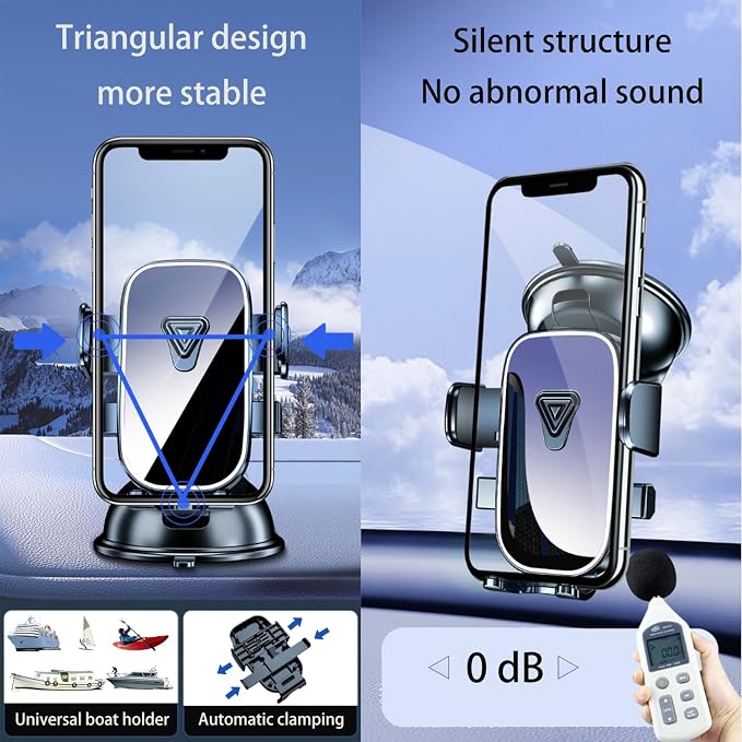 Boat Phone Holder, Suction Cup Boat Cell Phone Mount Marine Dashboard Universal Desk Waterproof Heavy Duty Holder for Boating Kayak Sailing Marine Marina for iPhone Samsung Google All Smartphones