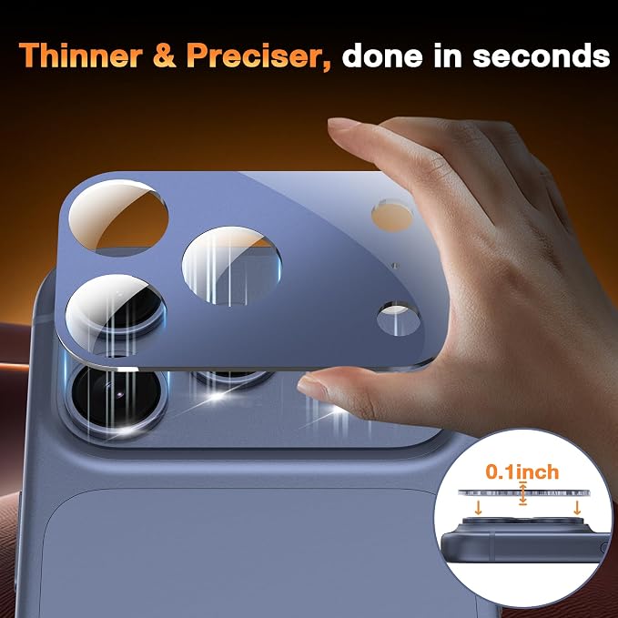 YWXTW [0 Bubbles for iPhone 17 Pro Camera Lens Protector, Full Coverage Tempered Glass Lens Screen Protector for iPhone 17 Pro Accessories, Case Friendly, HD Clear, 3 Pack (Deep Blue)