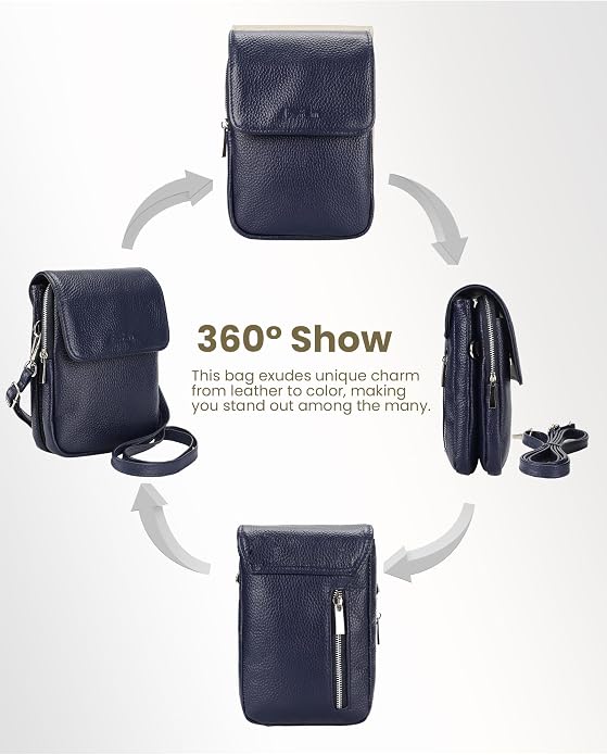 befen Genuine Leather Small Crossbody Bags for Women, Cell Phone Cross body Purse Bag with RFID Blocking Card Slots