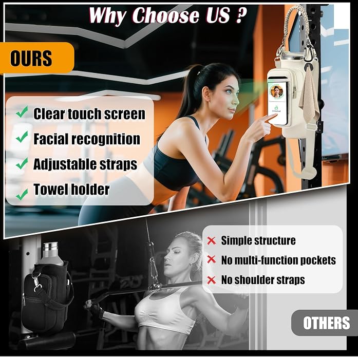 Magnetic Gym Bag for Men Women, Water Bottle Carrier Holder with Strap for Stanley, Small Bag Accessories pouch with N52