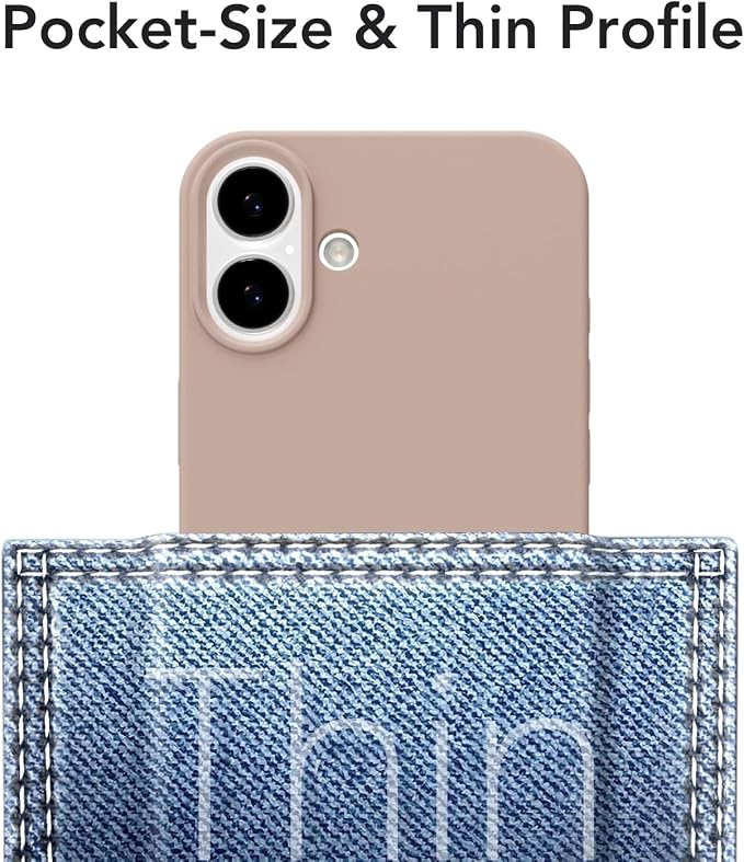 for iPhone 16 Plus Case Silicone Compatible with Magsafe Case, Ultra Slim Thin Magnetic Phone Cases Mag Safe, Cute Soft Rubber Gel TPU Matte Plain Wireless Charging Cover for Women, Brown