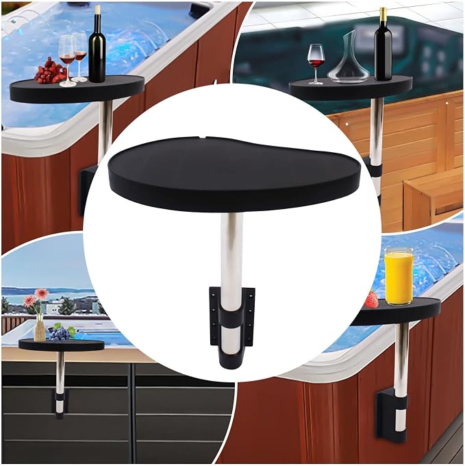 Swim Pool Bathtub Side Table Tray Accessories Leisure Spa Caddy, 360° Rotation Hot Tub Side Table Tray Shelf Poolside Towels Drink Holder Cup Phone Storage Organizer Swimming Pool Accessories