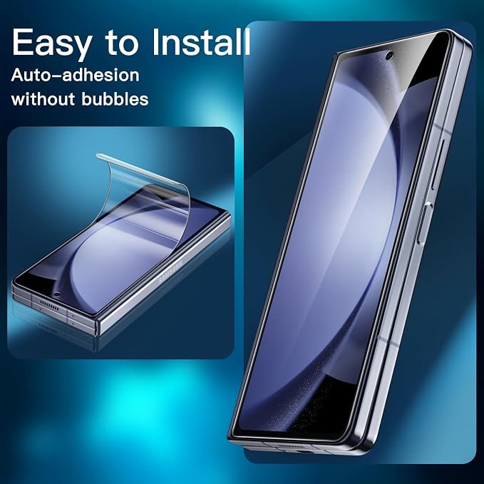 JETech Front Screen Protector for Samsung Galaxy Z Fold 5, 3-Pack | Full-Coverage PET Film, HD Clear, Case-Friendly Design