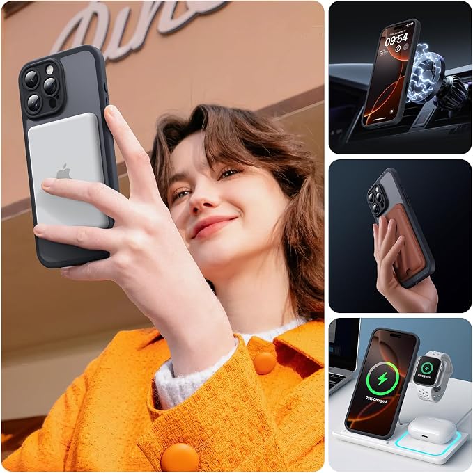 TOCOL for iPhone 16 Pro Case with Camera Control Capture Button, Compatible with Magsafe Charger, Built-in Magnetic Ring, Translucent Matte Phone Case for iPhone 16 Pro 6.3 inch (Key Black)