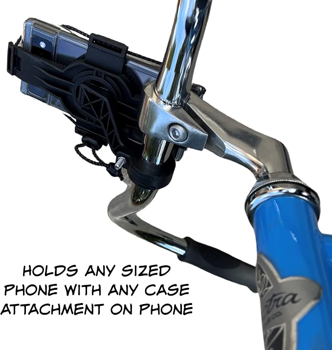 BiKase ElastoKASE Universal Bike Phone Mount, Flexible Rubber Handlebar Holder for Smartphones, Secure Shock Cord Grip, Fits iPhone & Samsung Galaxy, Ideal for E-Bikes