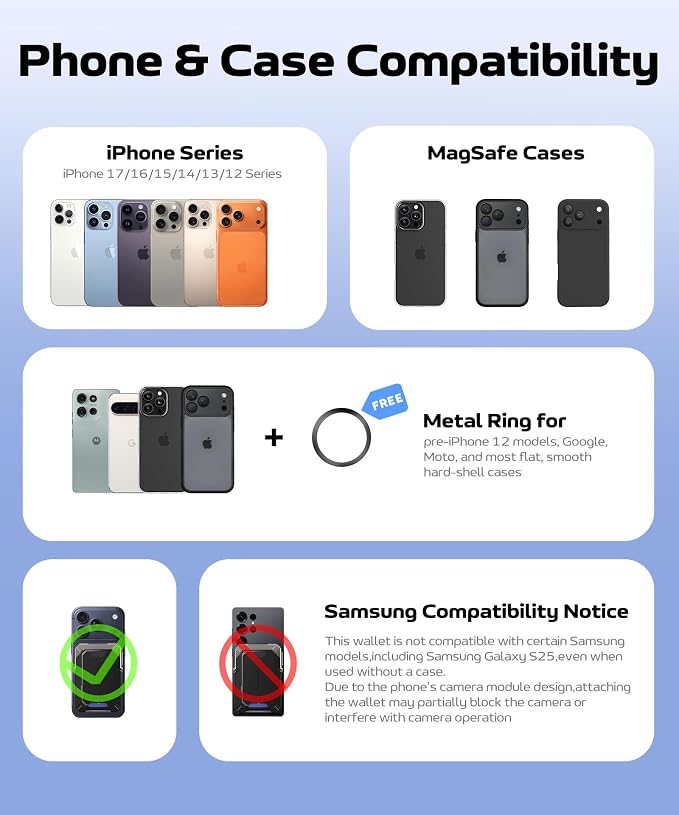 GolbinBox for MagSafe Wallet with Stand, Magnetic Phone Card Holder for Men, Holds 4 Cards with RFID Blocking, Slide-Open Metal Cover, Built-in Kickstand for iPhone 17/16/15/14/13/12 Series, Black