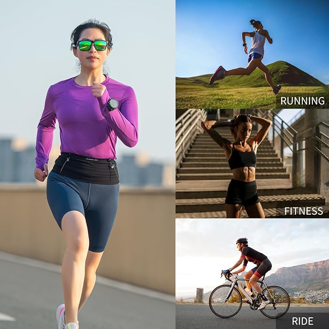 Running Belt for Men Women with 250ml Water Bottle, Lightweight Reflective Waist Pack for Running, Hiking, Training - XL