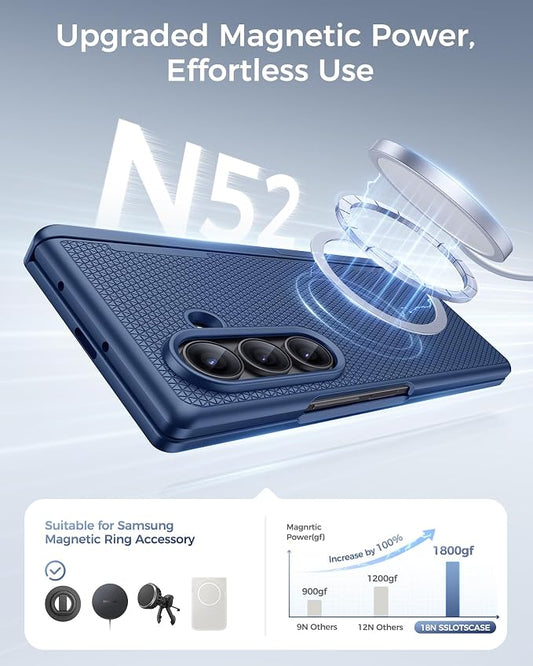 SSLOTSCASE Magnetic for Samsung Galaxy Z Fold 8 Ultra Case with Stand, Blue | Compatible with MagSafe, Kickstand, Hinge Protection, Screen Protector, Drop Proof Rugged Anti-Slip Slim Phone Cover 5G 2026