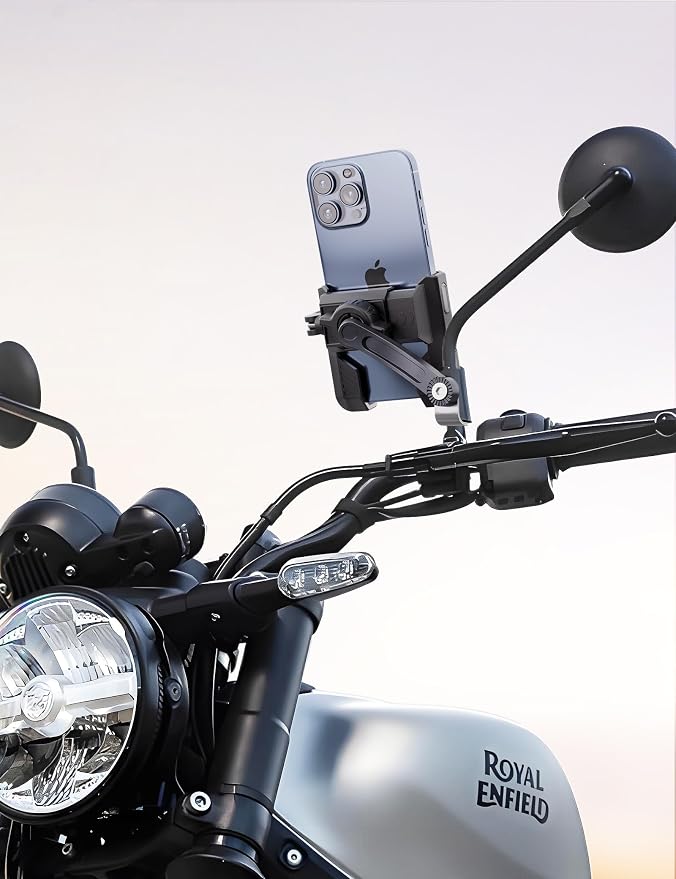 Grefay Motorcycle Phone Mount, 1S Quick Release. Anti Shake Motorbike Phone Holder for 4.0-7.0 Inch Smartphone for Motorcycle Mirror Phone Mount with 360° Rotatabe