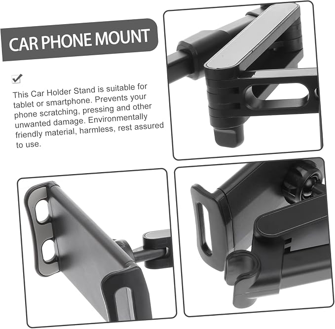 Homoyoyo 1pc Car Seat Headrest Phone Holder Tablet Mount for Rear Seat Compatible with Devices Sturdy Arm for Stability for Family Travel and Entertainment