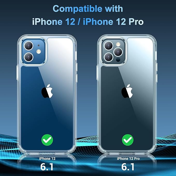 Temdan Clear Case Compatible with iPhone 12 Case/Compatible with iPhone 12 Pro Case - Clear