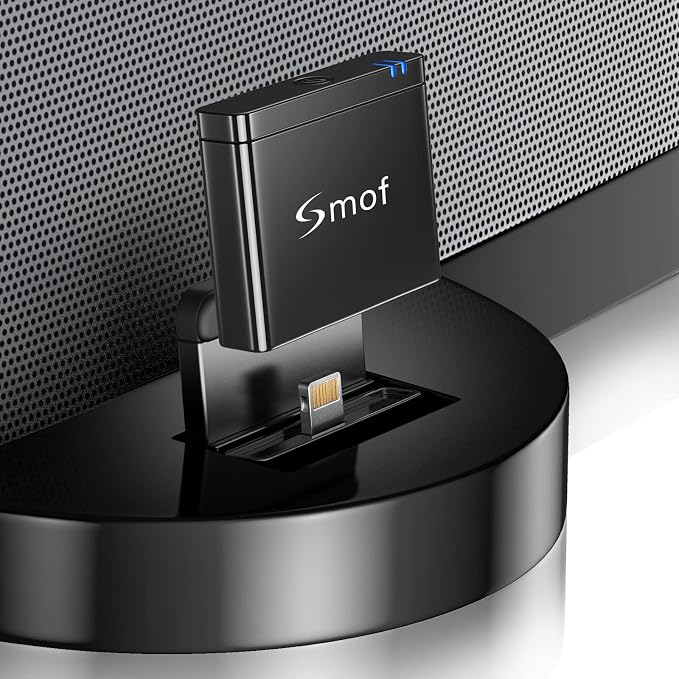 Smof 8 Pin Bluetooth Adapter Receiver Only for Bose Sounddock III/XT, Philips DS1155B/93, Philips AJ7260D/93, JBL MS302GM, Yamaha TSX-14, iHome IPL8BN, Zeppelin Air C Bowers Wilkons, RSR DS406BT