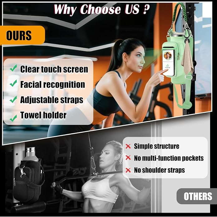 Magnetic Gym Bag for Men Women, Water Bottle Carrier Holder with Strap for Stanley, Small Bag Accessories pouch with N52